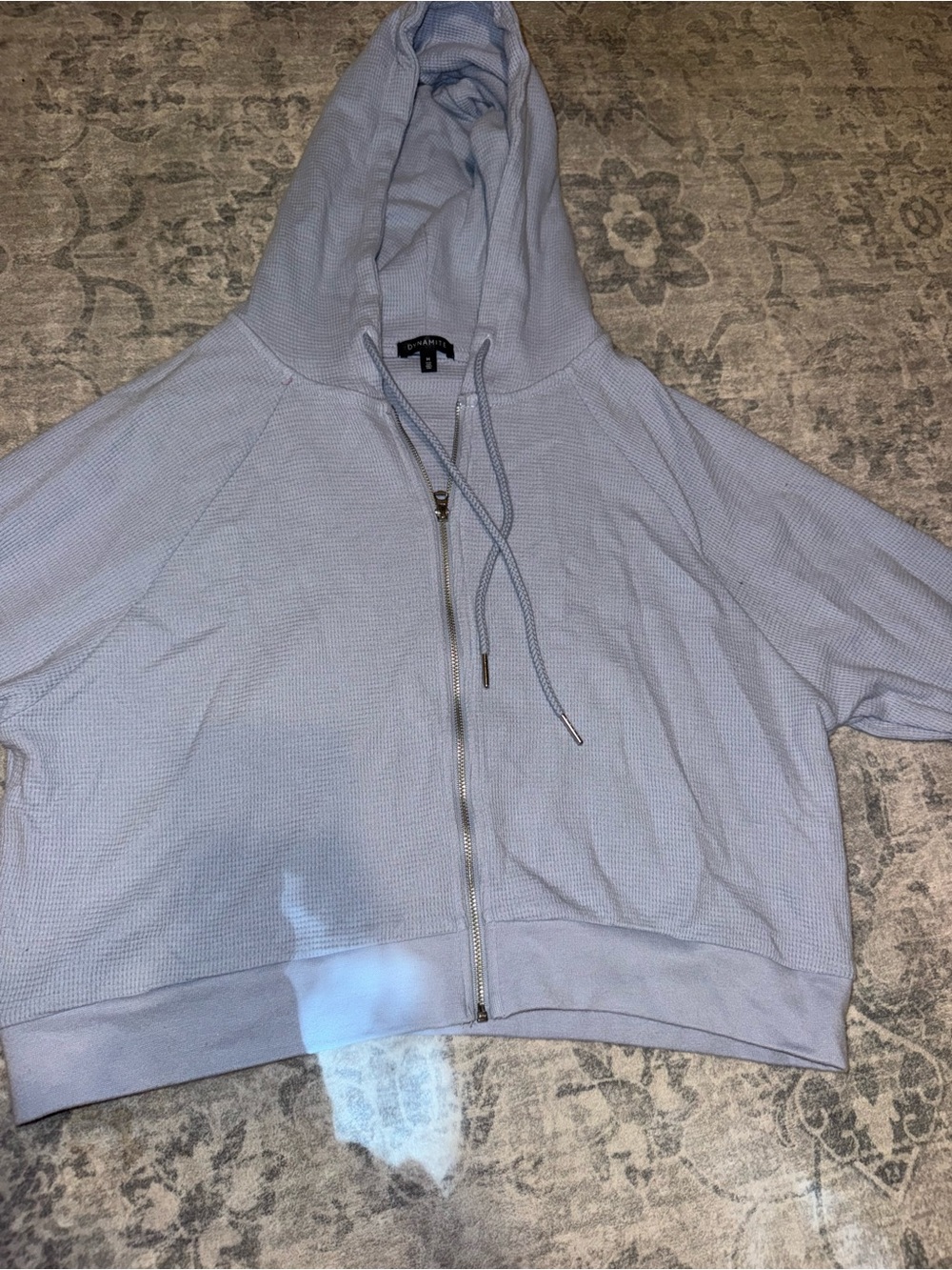 Dynamite Light Blue Waffle Zip Hoodie